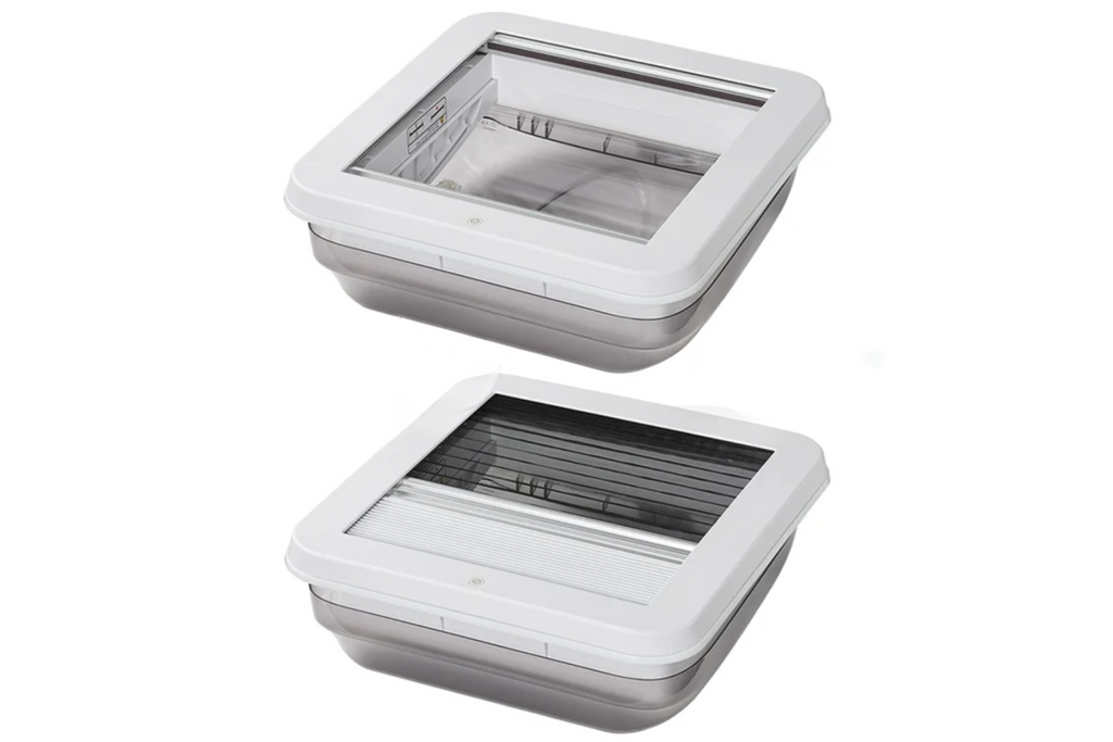 Střešní okno ProPlus 610905V01 pro karavany, střešní větrací otvor s LED osvětlením 400x400 mm