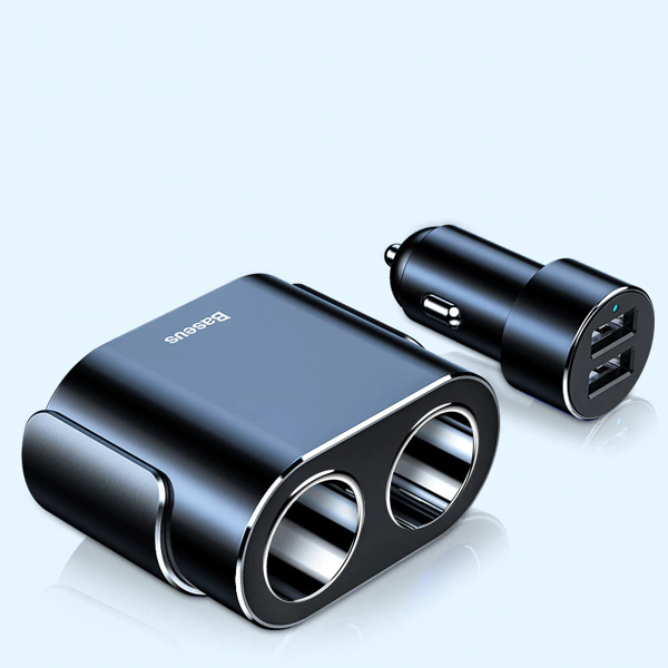 Vysoce účinná nabíječka do auta BASEUS 2x USB + 2x zásuvka do zapalovače cigaret 80W