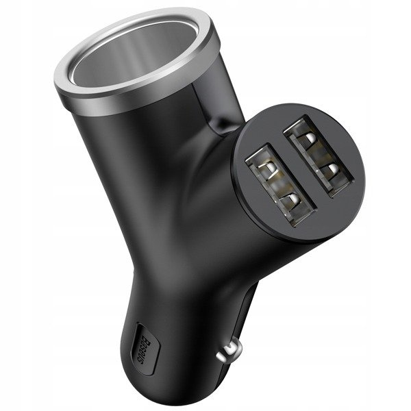 Nabíječka do auta BASEUS Y typu 2xUSB, zásuvka pro zapalovač cigaret 40W