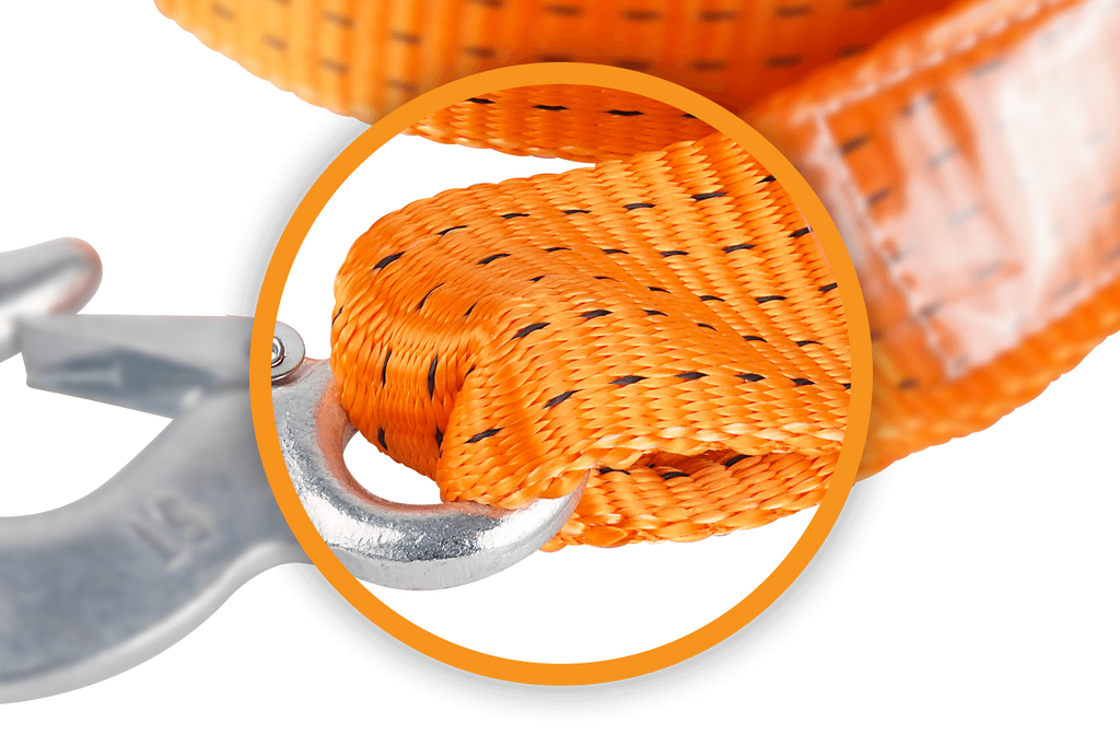 Tažné lano s háky Tažný popruh HERMON 4,5m/50mm/5t oranžový