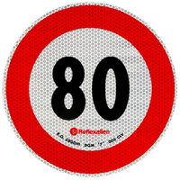 Reflexní nálepka LAMP s omezením rychlosti 80 km/h, značka B-33