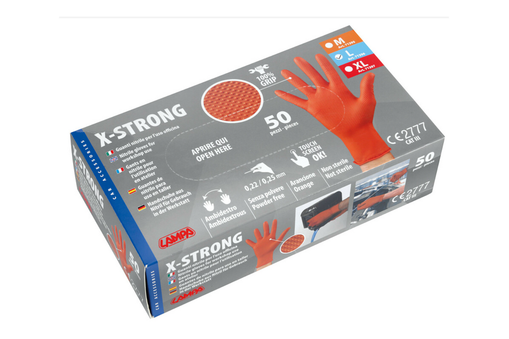 Dílenské rukavice LAMPA X-Strong L nitrilové rukavice 50 ks.
