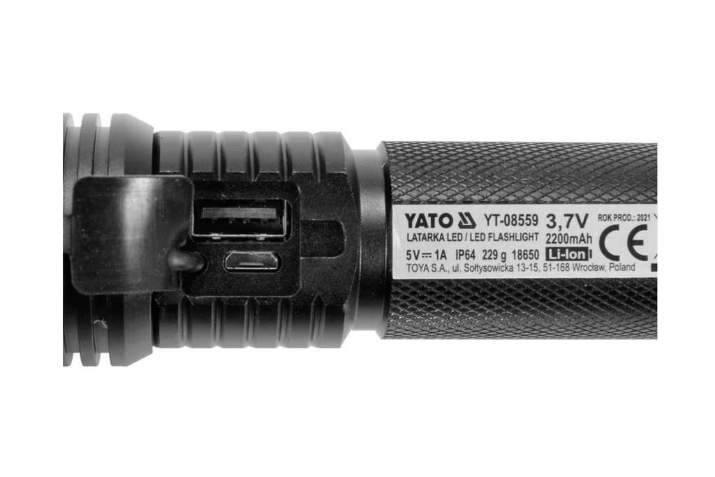YATO YT-08559 LED 900lm multifunkční svítilna, powerbanka, otvírák lahví, nouzové kladivo