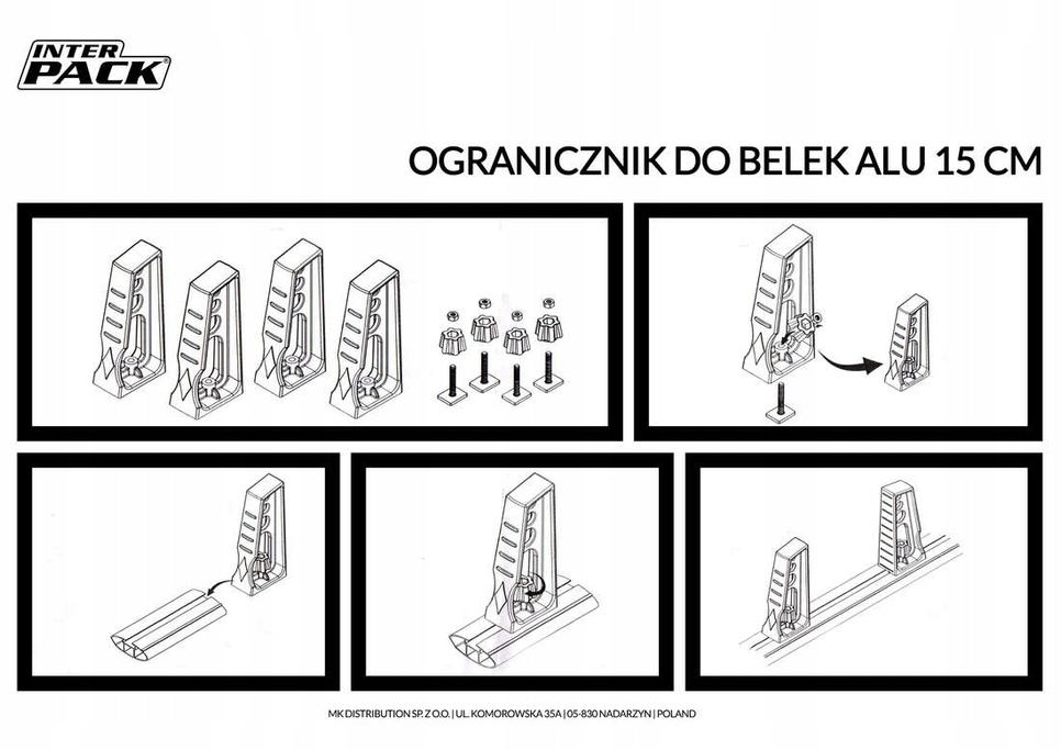 Ogranicznik ładunku na belki aluminiowe (wys. - 15 cm)