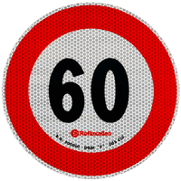 Reflexní nálepka LAMP s omezením rychlosti 60 km/h, značka B-33
