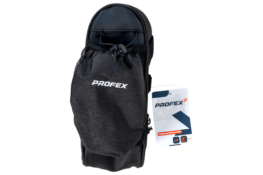 PROFEX 82318 Dlouhá černá brašna na kolo Lux s kapsou na láhev