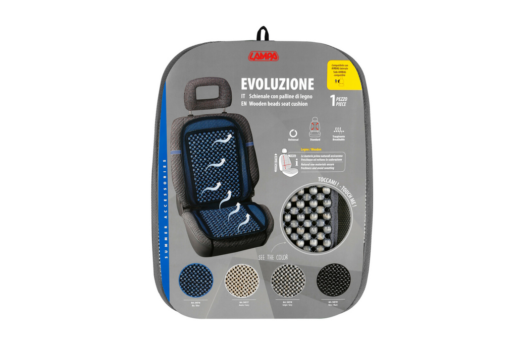 LAMPA Evoluzione šedý dřevěný korálkový polštář na sedadlo, podložka pod autosedačku