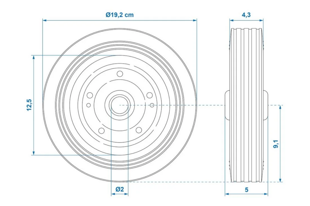 Náhradní kolo pro ProPlus 341540, plné gumové opěrné kolo 200x50mm