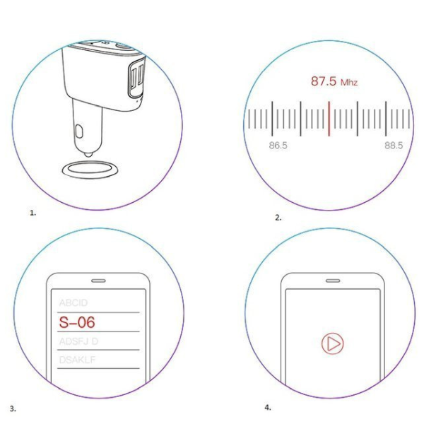 FM vysílač BASEUS typu T s Bluetooth 4.2, MP3 přehrávačem a autonabíječkou 2x USB 3,4A
