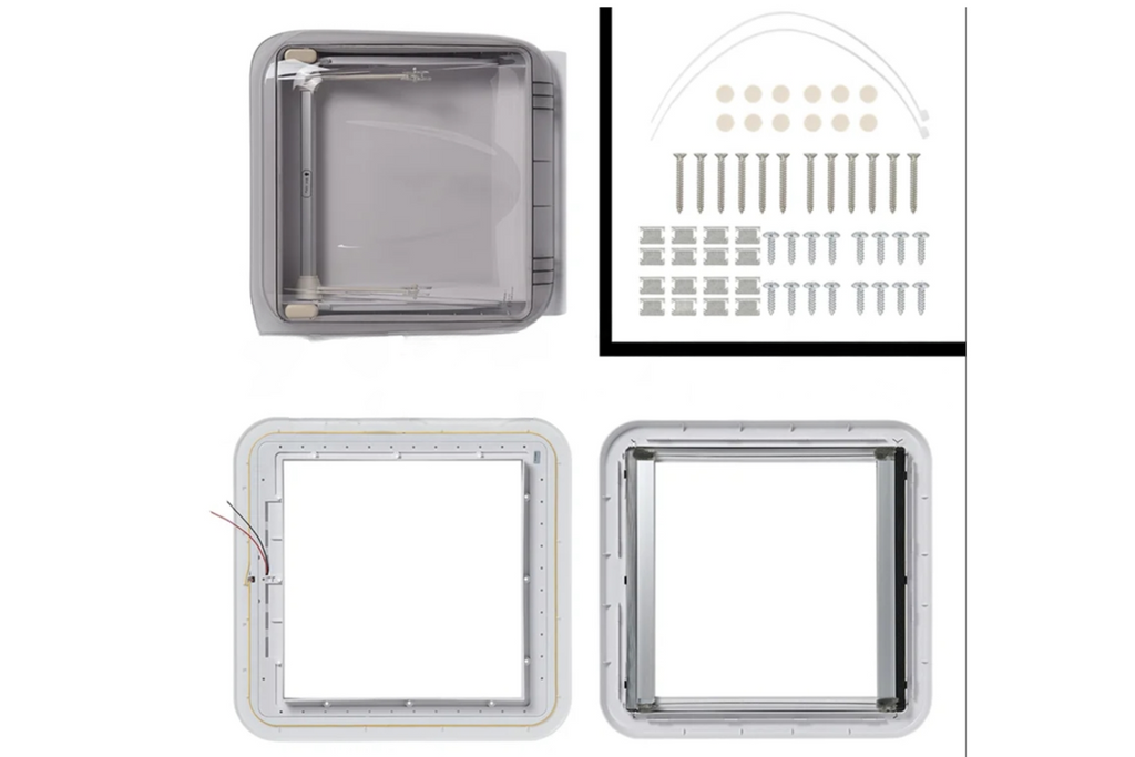 Střešní okno ProPlus 610905V01 pro karavany, střešní větrací otvor s LED osvětlením 400x400 mm