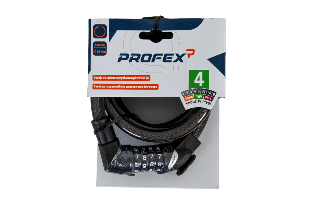 Zámek na kolo PROFEX 81613 s kombinací, délka 180 cm