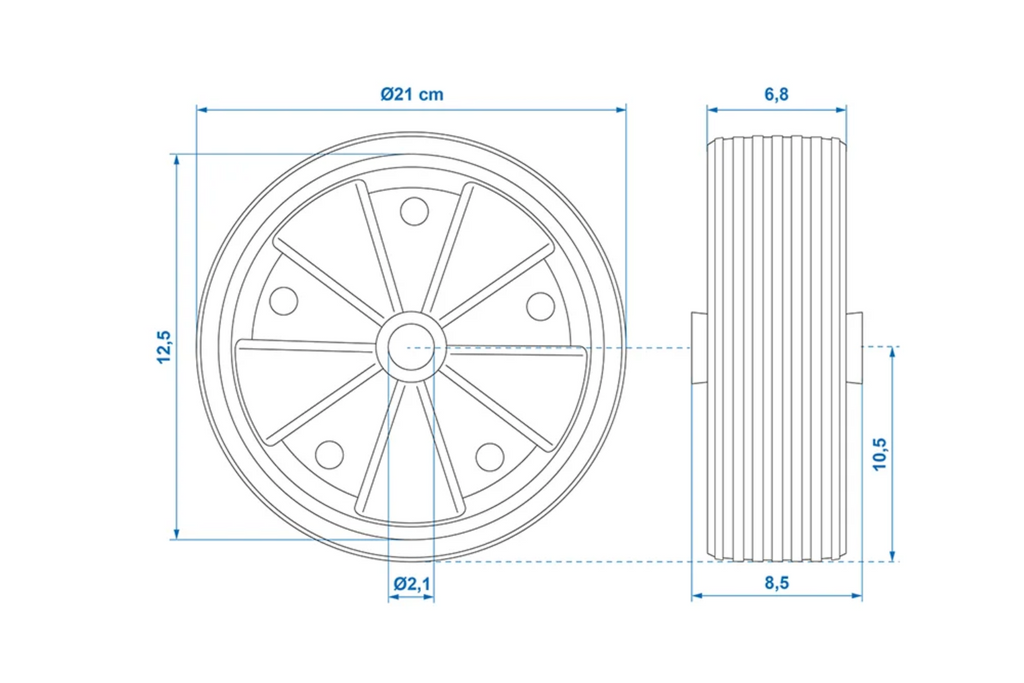 Náhradní kolo pro ProPlus 341549, plné gumové opěrné kolo 220x70mm