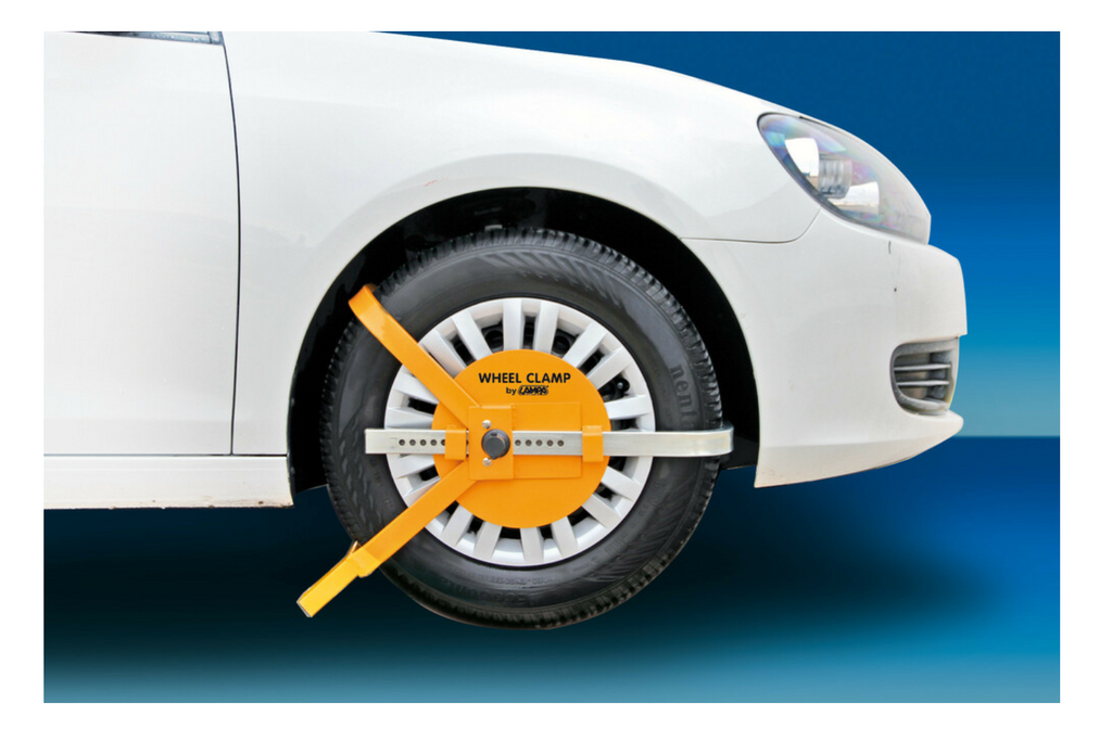 Zámek kola LAMP WHEEL CLAMP ochrana proti krádeži pro kola o rozměru 13–18"