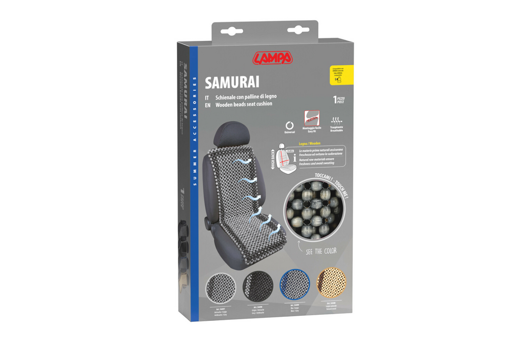 Podsedák z dřevěných korálků LAMP Samurai antracit/šedý, podložka do auta