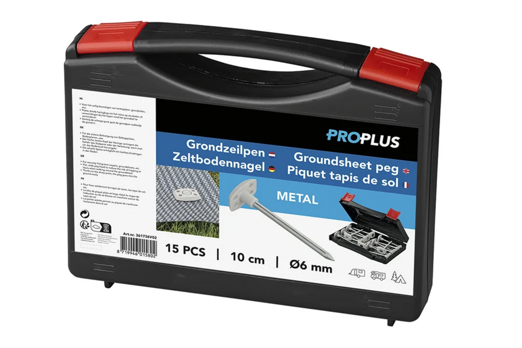 Sada stanových kolíků ProPlus 361736V02 kovové kolíky v krabičce 15 ks.