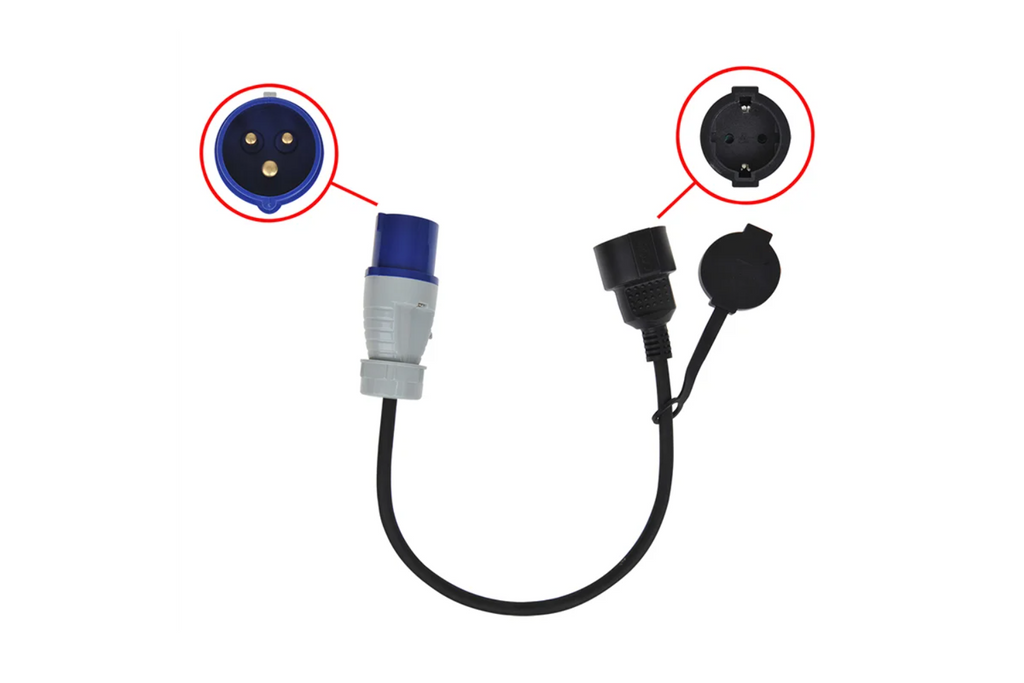 Adaptér s CEE zástrčkou a Schuko zásuvkou 16A 230V s ochranným kontaktem ProPlus 373530 kabel 40 cm