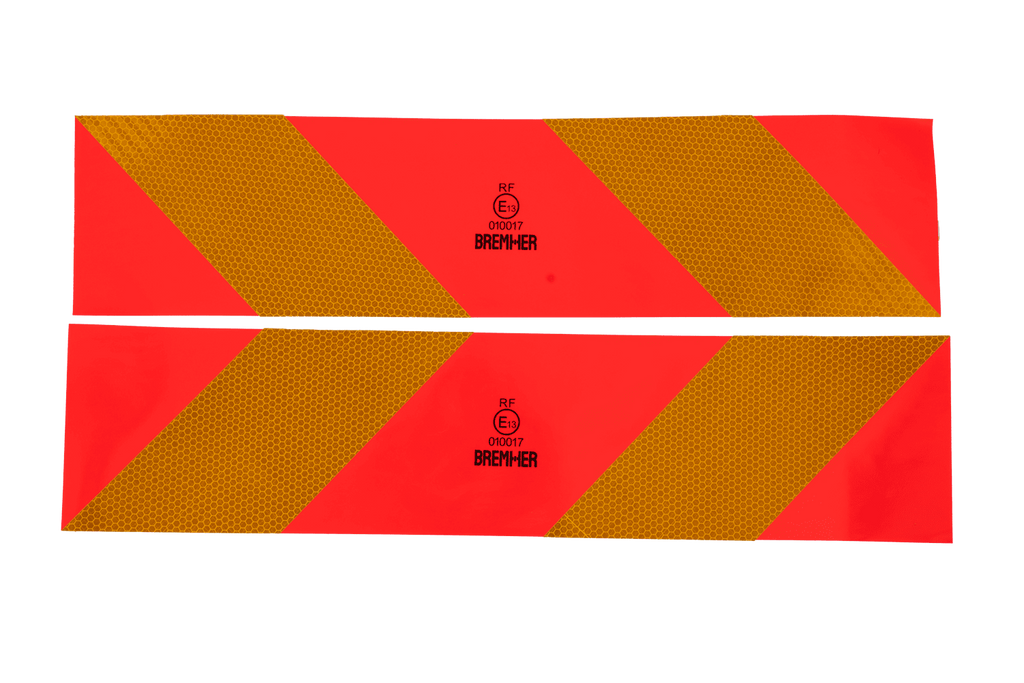 Samolepky, reflexní nálepky, krátké HERMON, označovací tabulky pro těžká vozidla, 565x132mm, levé+pravé