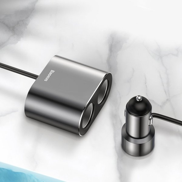 Vysoce účinná nabíječka do auta BASEUS 2x USB + 2x zásuvka do zapalovače cigaret 80W