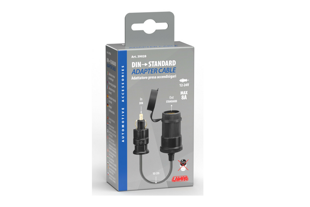 DIN adaptér pro zásuvku zapalovače cigaret LAMP 39028 adaptér 12/24V 8A