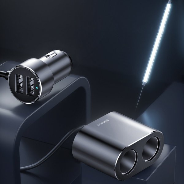 Vysoce účinná nabíječka do auta BASEUS 2x USB + 2x zásuvka do zapalovače cigaret 80W