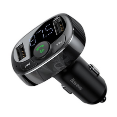 FM vysílač BASEUS typu T s Bluetooth 4.2, MP3 přehrávačem a autonabíječkou 2x USB 3,4A