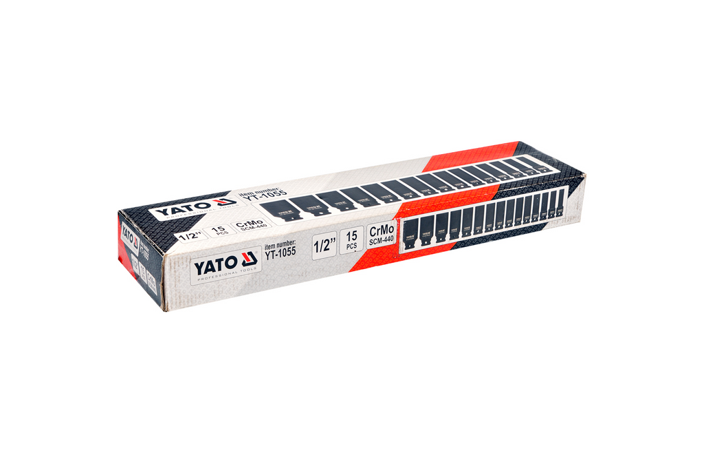 Dlouhé rázové nástrčné klíče YATO YT-1055 1/2" 15 ks.