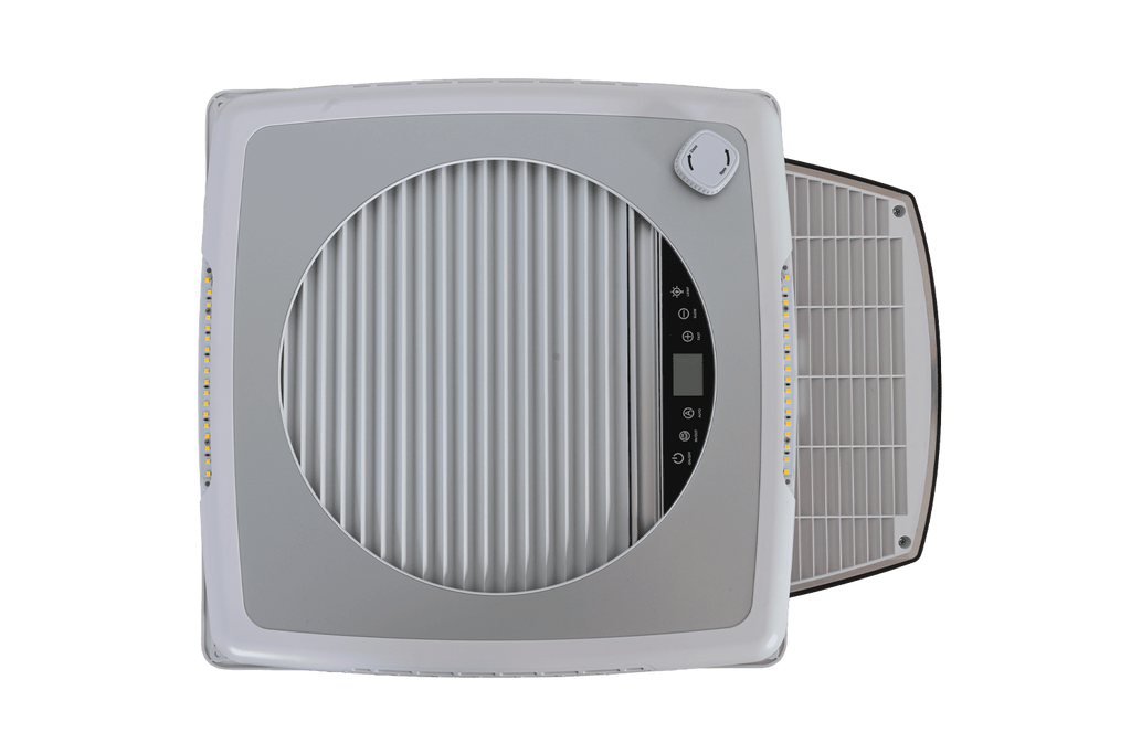 Automatický střešní ventilátor PUNDMANN PLUS FAN pro obytné vozy s osvětlením, roleta 400×400 mm