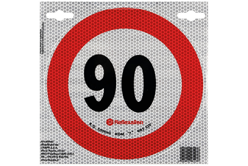 Reflexní nálepka LAMP s omezením rychlosti 90 km/h, značka B-33