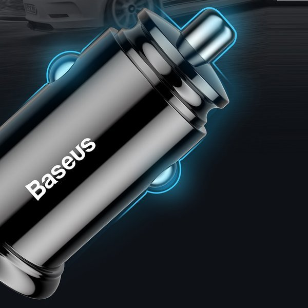 Autonabíječka BASEUS s kulatým plastovým konektorem USB-A a USB-C 30W