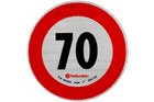 Reflexní nálepka LAMP s omezením rychlosti 70 km/h, značka B-33