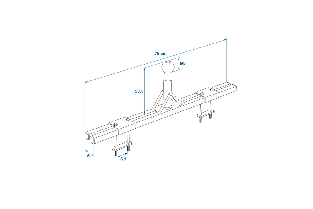 Adaptér nosiče kol ProPlus 330238 na tažné zařízení pro karavan s ojí 760 mm