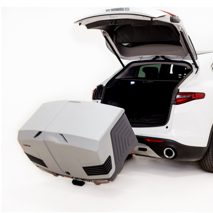 Towbox V3 Grey LED Edition - box na zavazadla montovaný na tažné zařízení