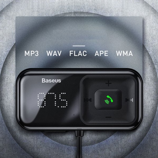 FM vysílač BASEUS T typu S-16 bluetooth 5.0 MP3 + autonabíječka 2x USB