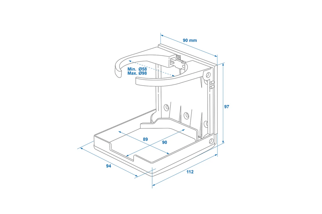 Skládací držák na nápoje ProPlus 761474V01BK na plechovky a lahve o průměru 58–98 mm