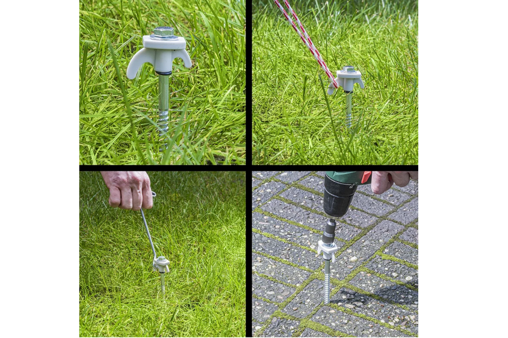 Sada šroubovacích kolíků pro stan ProPlus 365014 kovové kolíky s hákem 20x20cm