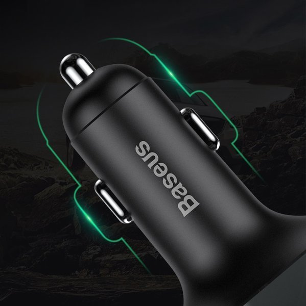FM vysílač BASEUS typu T s Bluetooth 4.2, MP3 přehrávačem a autonabíječkou 2x USB 3,4A